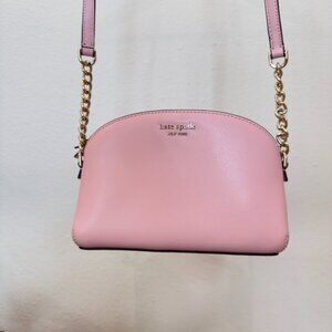 KATE SPADE CROSSBODY PURSE, LIGHT/BABY PINK, GOLD CHAIN ACCENT, MAGNETIC POCKET
